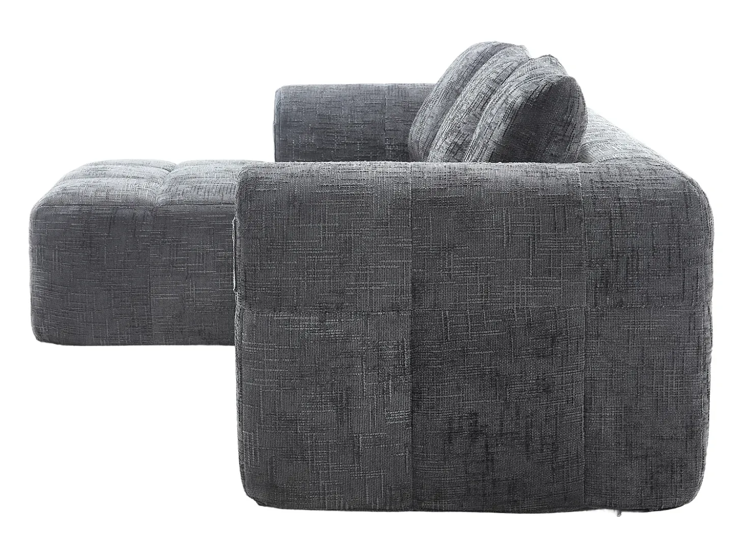 Sofá esquinero gris - Sofá recto con bolsillos de almacenamiento y 3 cojines - con chaise longue y reposabrazos