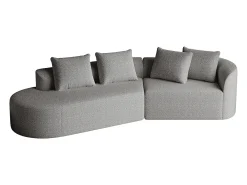 Sofá esquinero gris claro - Sofá de 4 plazas con 4 cojines decorativos y respaldo - chenilla