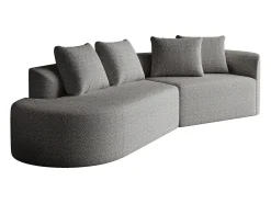 Sofá esquinero gris claro - Sofá de 4 plazas con 4 cojines decorativos y respaldo - chenilla