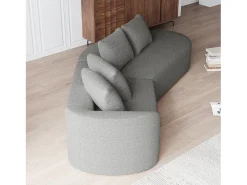 Sofá esquinero gris claro - Sofá de 4 plazas con 4 cojines decorativos y respaldo - chenilla