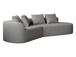 Sofá esquinero gris claro - Sofá de 4 plazas con 4 cojines decorativos y respaldo - chenilla