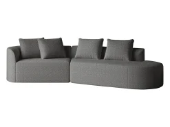 Sofá esquinero gris oscuro - Sofá de 4 plazas con 4 cojines decorativos y respaldo - chenilla