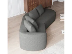 Sofá esquinero gris oscuro - Sofá de 4 plazas con 4 cojines decorativos y respaldo - chenilla