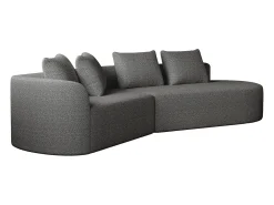 Sofá esquinero gris oscuro - Sofá de 4 plazas con 4 cojines decorativos y respaldo - chenilla