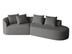Sofá esquinero gris oscuro - Sofá de 4 plazas con 4 cojines decorativos y respaldo - chenilla