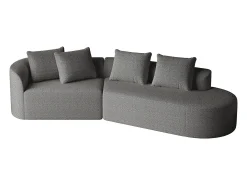 Sofá esquinero gris oscuro - Sofá de 4 plazas con 4 cojines decorativos y respaldo - chenilla