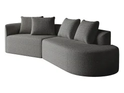 Sofá esquinero gris oscuro - Sofá de 4 plazas con 4 cojines decorativos y respaldo - chenilla