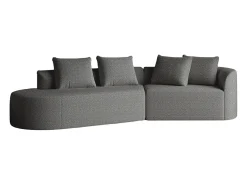 Sofá esquinero gris oscuro - Sofá de 4 plazas con 4 cojines decorativos y respaldo - chenilla