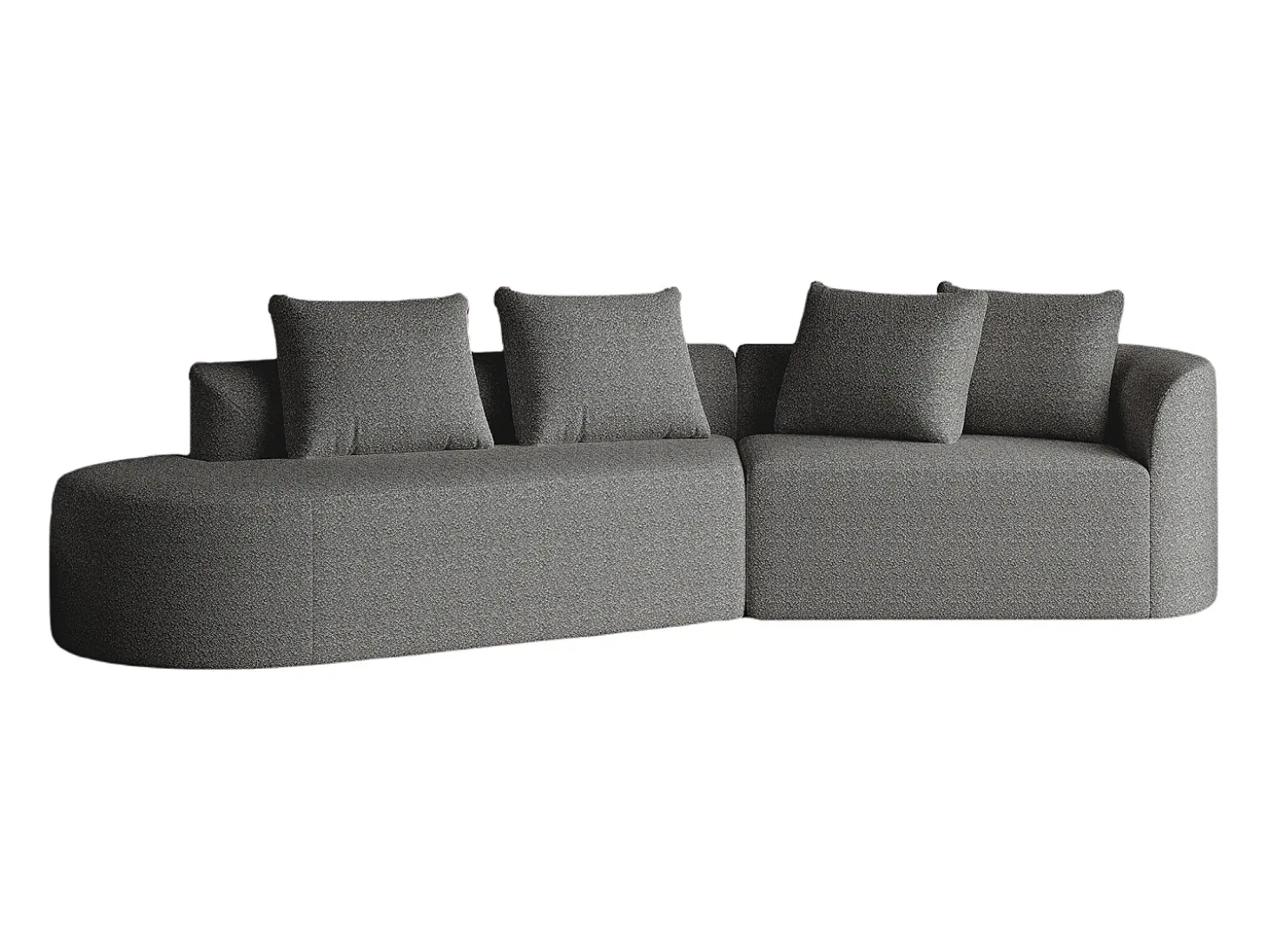 Sofá esquinero gris oscuro - Sofá de 4 plazas con 4 cojines decorativos y respaldo - chenilla
