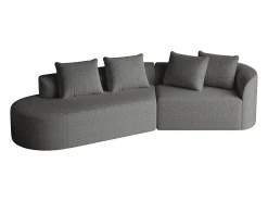 Sofá esquinero gris oscuro - Sofá de 4 plazas con 4 cojines decorativos y respaldo - chenilla