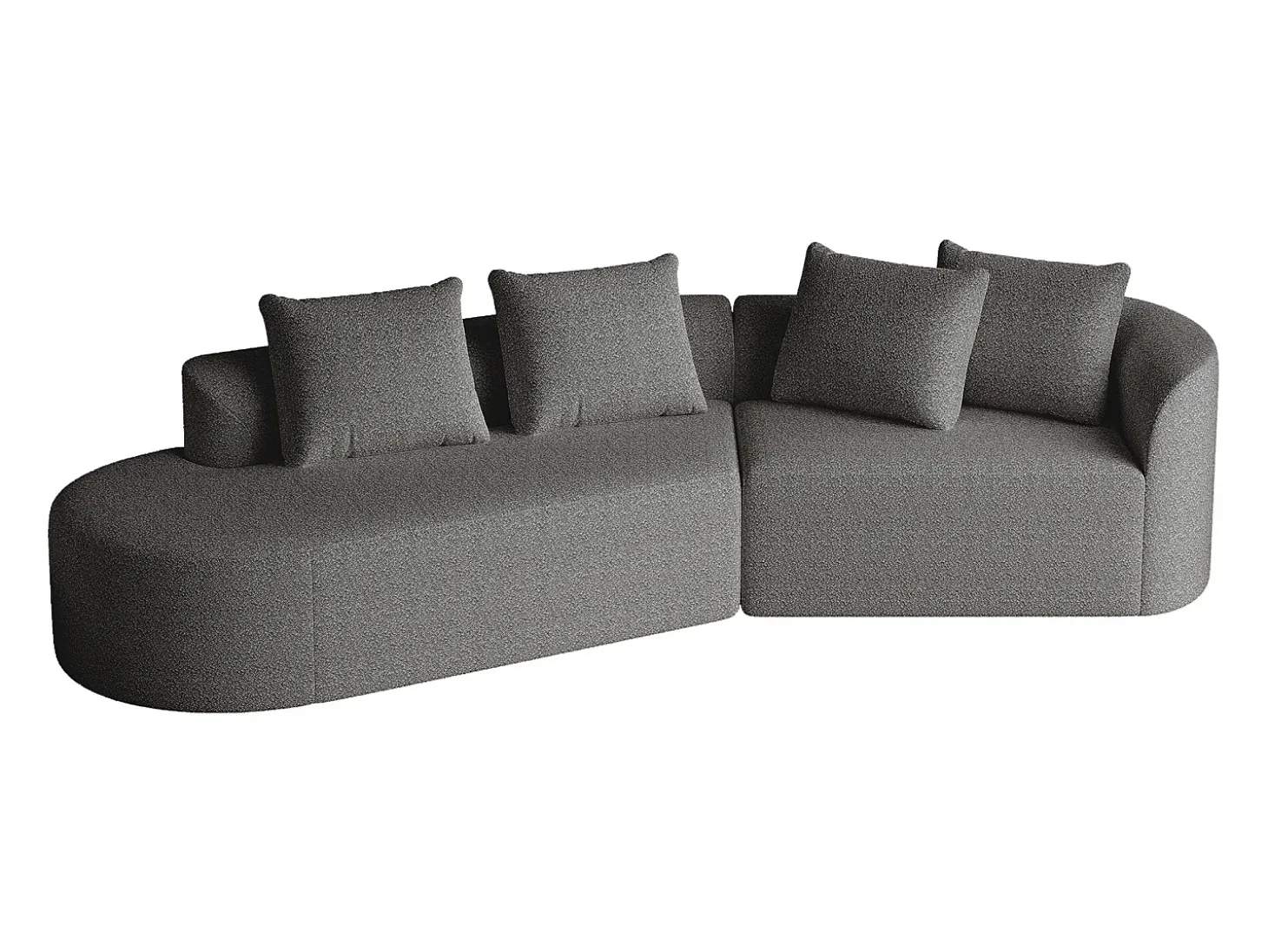 Sofá esquinero gris oscuro - Sofá de 4 plazas con 4 cojines decorativos y respaldo - chenilla