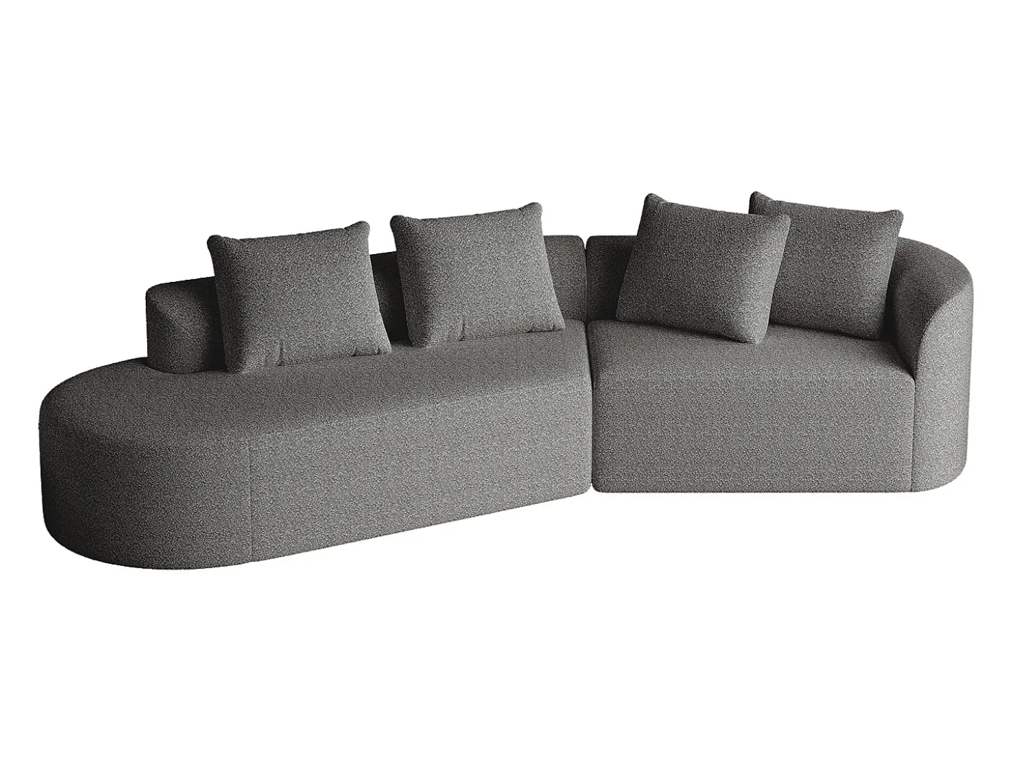 Sofá esquinero gris oscuro - Sofá de 4 plazas con 4 cojines decorativos y respaldo - chenilla