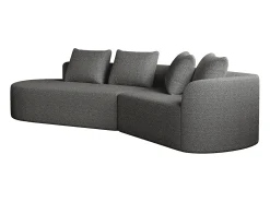Sofá esquinero gris oscuro - Sofá de 4 plazas con 4 cojines decorativos y respaldo - chenilla