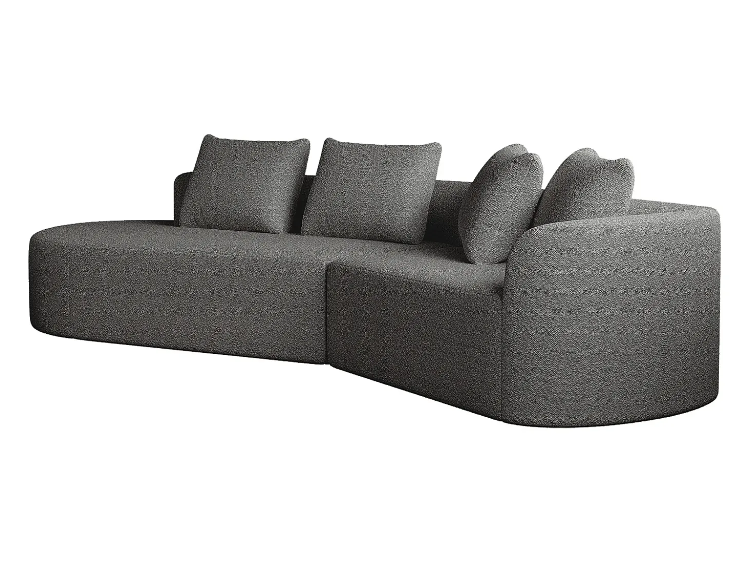 Sofá esquinero gris oscuro - Sofá de 4 plazas con 4 cojines decorativos y respaldo - chenilla