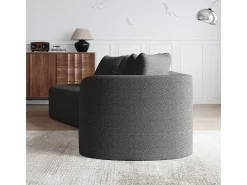 Sofá Esquinero Izquierdo Moderno Súper Grande 4 Plazas, con 4 Cojines, Chaise Longue Curva, Tejido Chenilla, Gris Antracita