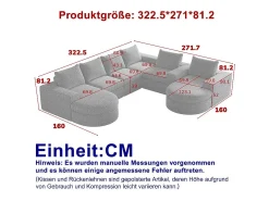 Sofá Esquinero Modular Reversible 6 Plazas, con 6 Cojines y Almohadas Cervicales, Tejido Chenilla, Salón DIY, Beige