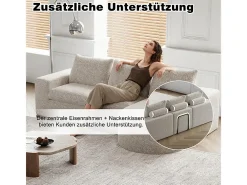 Sofá Esquinero Modular Reversible 6 Plazas, con 6 Cojines y Almohadas Cervicales, Tejido Chenilla, Salón DIY, Beige