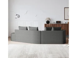 Sofá Esquinero Recto Moderno Súper Grande 4 Plazas, con 4 Cojines, Chaise Longue Curva, Tejido Chenilla, Gris Antracita