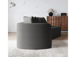 Sofá Esquinero Recto Moderno Súper Grande 4 Plazas, con 4 Cojines, Chaise Longue Curva, Tejido Chenilla, Gris Antracita
