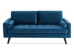 Sofá estilo escandinavo de terciopelo con patas de madera, 3 plazas
