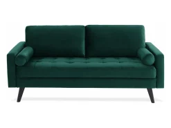 Sofá estilo escandinavo de terciopelo con patas de madera, 3 plazas