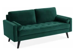 Sofá estilo escandinavo de terciopelo con patas de madera, 3 plazas
