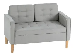 Sofá gris de 2 plazas - Sofá con almacenaje y cojines - para salón y dormitorio