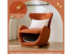 Sofá individual - 66 x 55 x 76 cm - Sillón apto para mascotas - Madera - Rojo