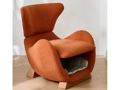 Sofá individual - 66 x 55 x 76 cm - Sillón apto para mascotas - Madera - Rojo