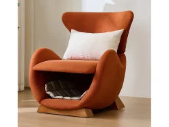 Sofá individual - 66 x 55 x 76 cm - Sillón apto para mascotas - Madera - Rojo