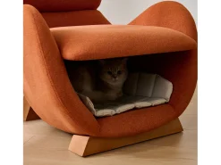 Sofá individual - 66 x 55 x 76 cm - Sillón apto para mascotas - Madera - Rojo