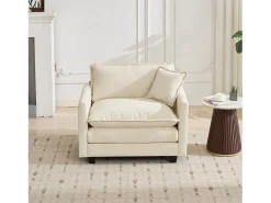 Sofá individual Cloud en tejido chenilla beige - Para salón, dormitorio y apartamento