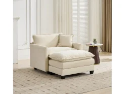 Sofá individual Cloud en tejido chenilla beige - Para salón, dormitorio y apartamento