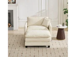 Sofá individual Cloud en tejido chenilla beige - Para salón, dormitorio y apartamento