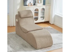 Sofá moderno con un diseño único y ergonómico - 160 x 66 x 90 cm - con cojín de asiento extraíble - terciopelo - caqui