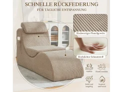 Sofá moderno con un diseño único y ergonómico - 160 x 66 x 90 cm - con cojín de asiento extraíble - terciopelo - caqui