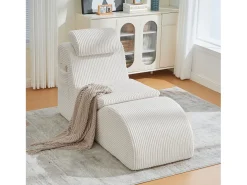Sofá moderno con un diseño único y ergonómico - 160 x 66 x 90 cm - con cojín de asiento extraíble - terciopelo - beige