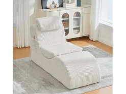 Sofá moderno con un diseño único y ergonómico - 160 x 66 x 90 cm - con cojín de asiento extraíble - terciopelo - beige