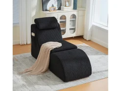 Sofá moderno con un diseño único y ergonómico - 160 x 66 x 90 cm - con cojín de asiento extraíble - terciopelo - negro