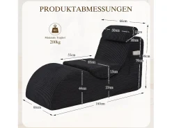 Sofá moderno con un diseño único y ergonómico - 160 x 66 x 90 cm - con cojín de asiento extraíble - terciopelo - negro