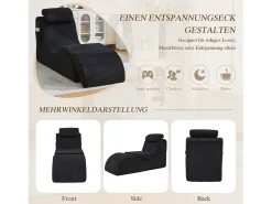 Sofá moderno con un diseño único y ergonómico - 160 x 66 x 90 cm - con cojín de asiento extraíble - terciopelo - negro