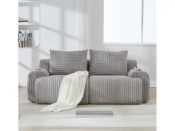 Sofá moderno de 2 plazas - 200 x 99 x 80 cm - con portavasos + bolsillo de almacenamiento - terciopelo - gris claro