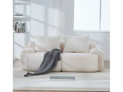 Sofá moderno de 2 plazas - 200 x 99 x 80 cm - con portavasos + bolsillo de almacenamiento - terciopelo - beige