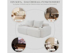 Sofá moderno de 2 plazas - 200 x 99 x 80 cm - con portavasos + bolsillo de almacenamiento - terciopelo - beige