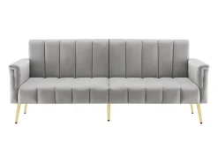 Sofá moderno de terciopelo gris con respaldo y reposabrazos ajustables – para salón, dormitorio o cine en casa