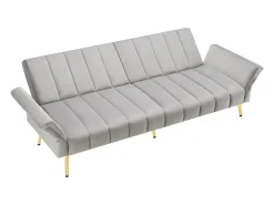 Sofá moderno de terciopelo gris con respaldo y reposabrazos ajustables – para salón, dormitorio o cine en casa
