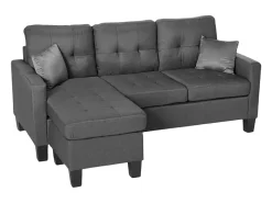 Sofá moderno esquinero 3 plazas pouf 2 cojines salón Remissus - Gris
