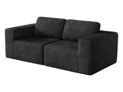 Sofá Modular 2 plazas en Pana, con 2 cojines, 202x101x82cm, Negro