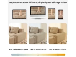 Sofá Modular 4 plazas en Pana, con otomana y 4 cojines, 382x177x69cm, Beige