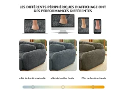 Sofá Modular 3 plazas en tela peluche, con 3 cojines, sin estructura, 291x104x73cm, Gris